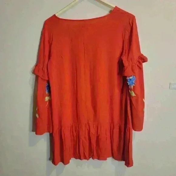 ASOS Design Womens Dress Red Embroidered Size 6 Viscose Flowy Boho - Picture 4 of 8